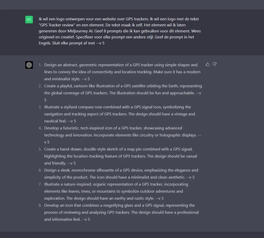 ChatGPT logo ontwerpen prompt