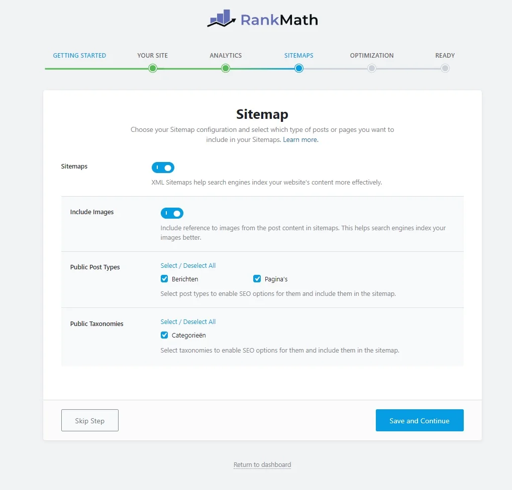 Sitemap website maken met Rank Math SEO
