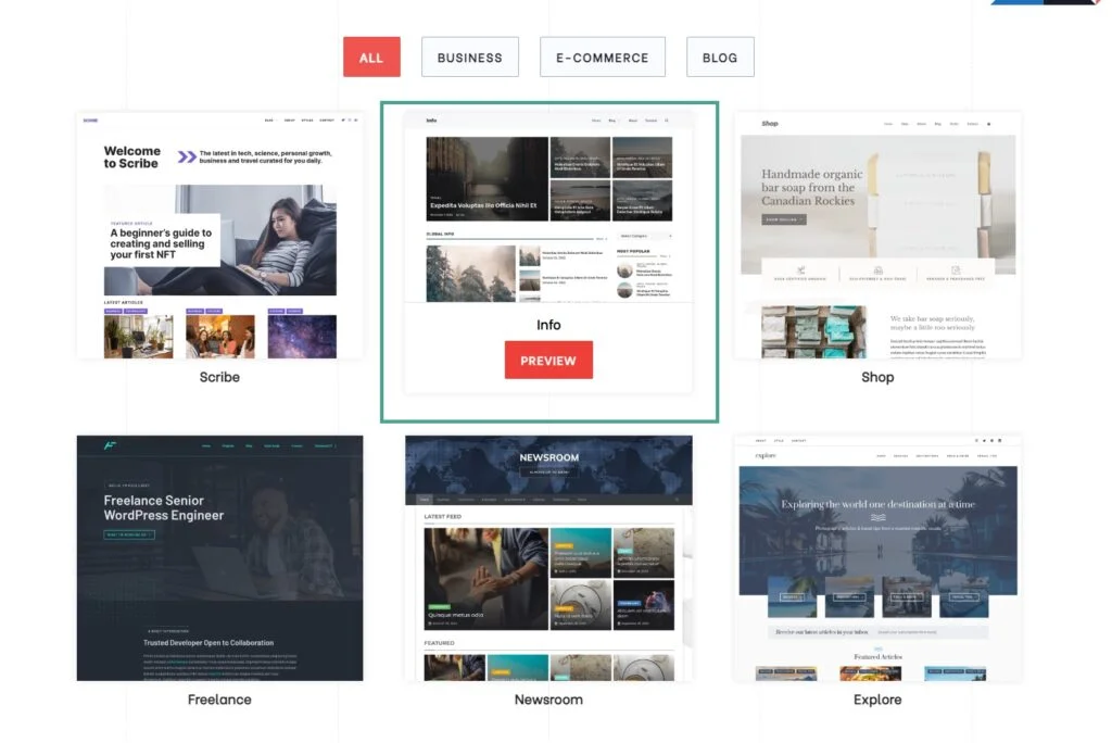 Starter site GeneratePress sitebibliotheek