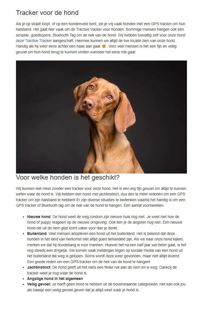 GPS tracker voorbeeld landingspagina